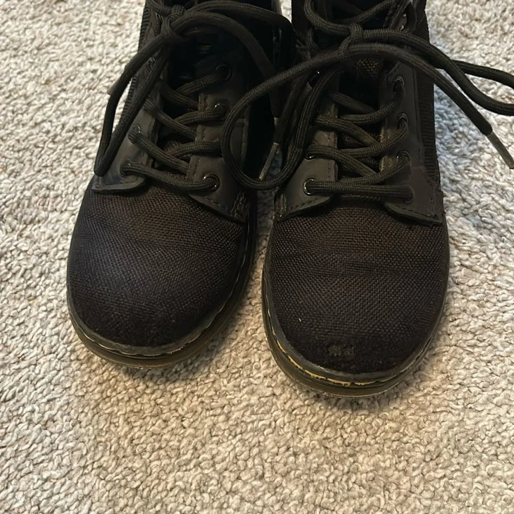 Dr. Martens Combs J Kids Black Canvas Utility Combat Boots Size 13 US AW004‎